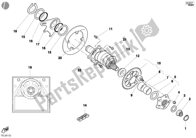 Todas as partes de Cubo, Roda Traseira do Ducati Superbike 748 S 2002